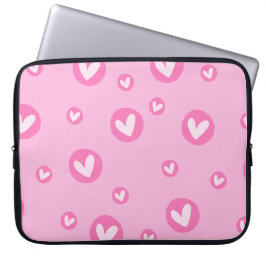 Capa para Portátil Rosa com Corações Laptop Sleeve