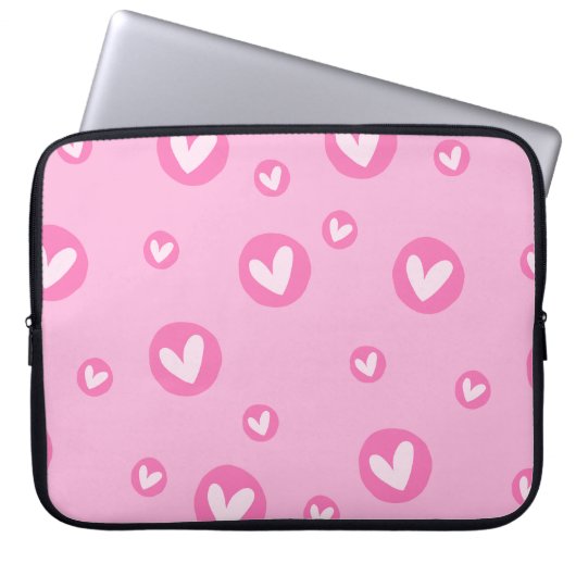 Capa para Portátil Rosa com Corações Laptop Sleeve (Voorkant)