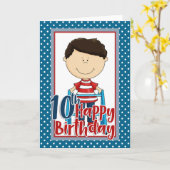Capable Boy met Walker - Happy 10th Birthday Kaart (Gele Bloem)