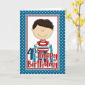 Capable Boy met Walker - Happy 4th Birthday Kaart (Gele Bloem)