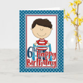 Capable Boy met Walker - Happy 6th Birthday Kaart (Gele Bloem)