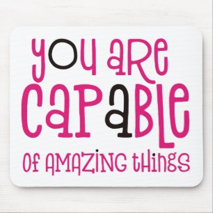 Capable of Amazing Things Positive Quote White Muismat