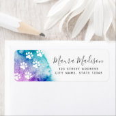 Capaciteit afdruk paarse waterverf retouradres etiket (Insitu)