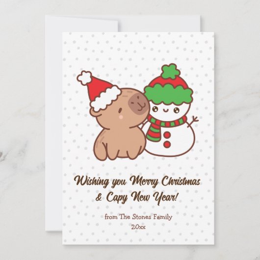 Capbyara Kerst Kaarten Grappig & Schattige Vakanti (Voorkant)