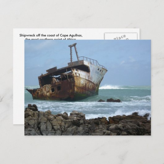 Cape Agulhas, Afrika, Briefkaart van Shipwreck (Voorkant / Achterkant)