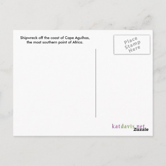 Cape Agulhas, Afrika, Briefkaart van Shipwreck (Achterkant)