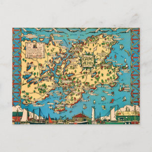 Cape Ann geïllustreerde kaart Briefkaart