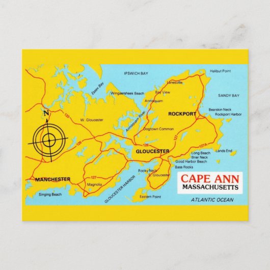 Cape Ann Massachusetts Kaart (Voorkant)