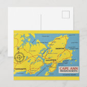 Cape Ann Massachusetts Kaart (Voorkant / Achterkant)