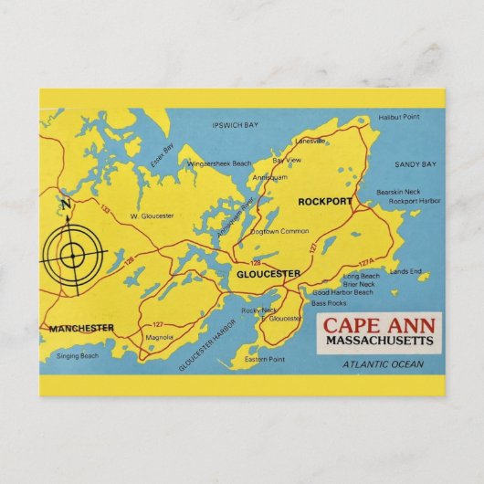 Cape Ann Massachusetts Kaart (Voorkant)
