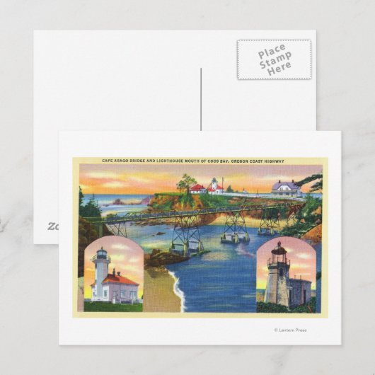 Cape Arago Bridge en Lighthouse Mouth Briefkaart (Voorkant / Achterkant)