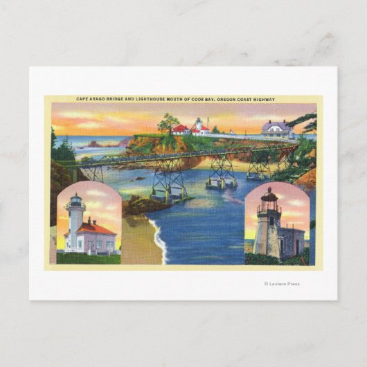 Cape Arago Bridge en Lighthouse Mouth Briefkaart (Voorkant)