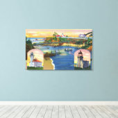 Cape Arago Bridge en Lighthouse Mouth Canvas Afdruk (Insitu (Houten vloer))