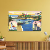 Cape Arago Bridge en Lighthouse Mouth Canvas Afdruk (Insitu (Woonkamer))