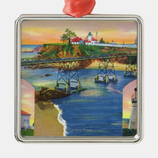Cape Arago Bridge en Lighthouse Mouth Metalen Ornament (Voorkant)