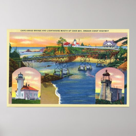 Cape Arago Bridge en Lighthouse Mouth Poster (Voorkant)