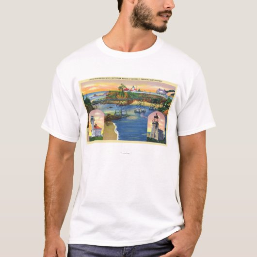 Cape Arago Bridge en Lighthouse Mouth T-shirt (Voorkant)