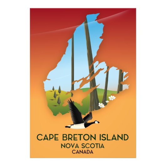 Cape Breton eiland nova Scotia Canada kaart Foto Afdruk (Voorkant)
