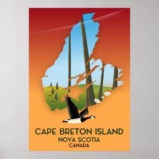 Cape Breton eiland nova Scotia Canada kaart Poster (Voorkant)