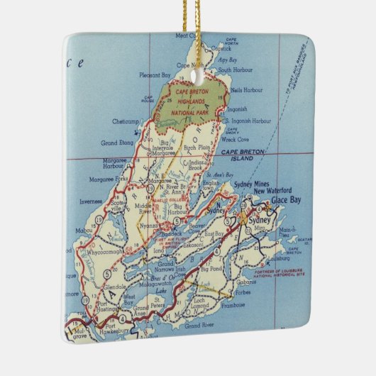 Cape Breton Island 50's Map Keramisch Ornament (Rechts)