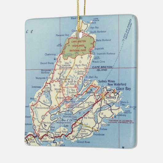 Cape Breton Island 50's Map Keramisch Ornament (Links)