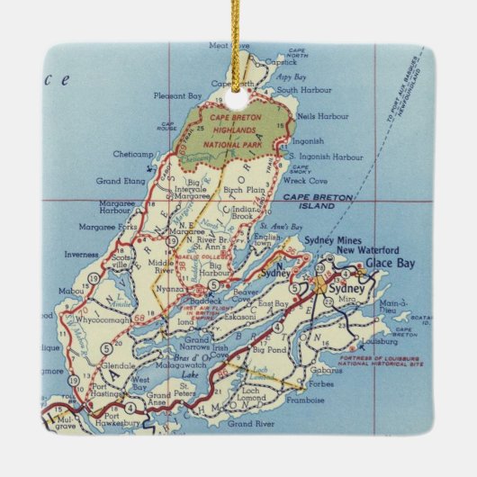 Cape Breton Island 50's Map Keramisch Ornament (Achterkant)