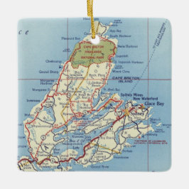 Cape Breton Island 50's Map Keramisch Ornament
