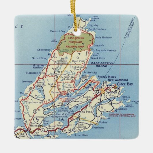 Cape Breton Island 50's Map Keramisch Ornament (Voorkant)
