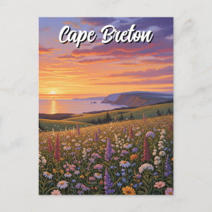 Cape Breton Island Canada Wildflowers Sunset Briefkaart