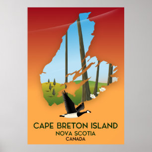 Cape Breton Island nova Scotia Canada-kaart Poster