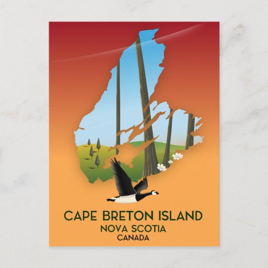 Cape Breton Island nova Scotia Canada map Briefkaart (Voorkant)