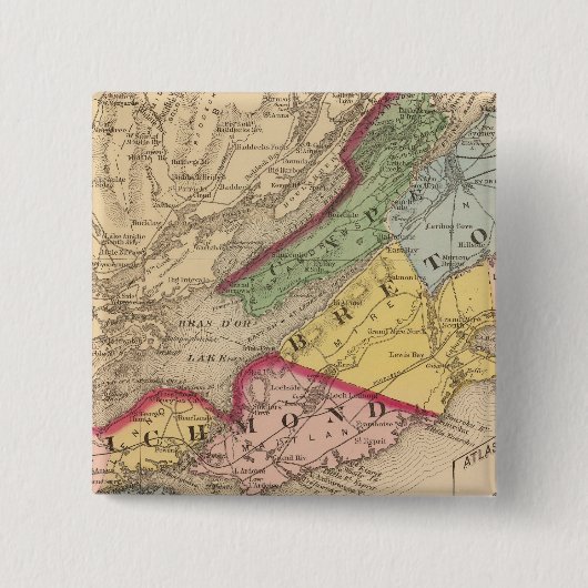 Cape Breton, Richmond counties, NS Vierkante Button 5,1 Cm (Voorkant)