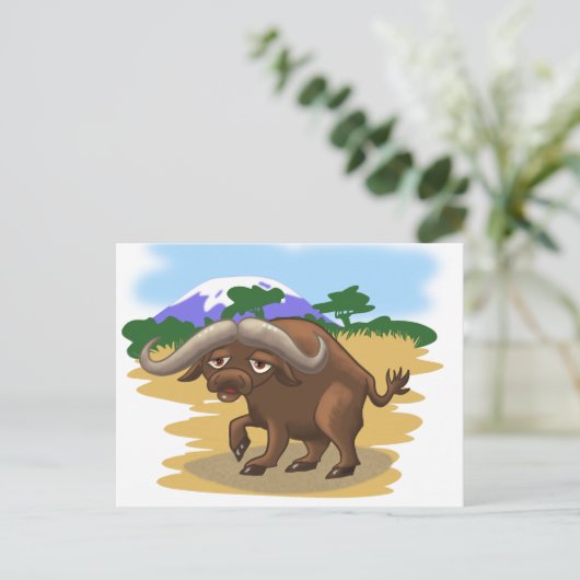 Cape Buffalo Briefkaart (Staand voorkant)