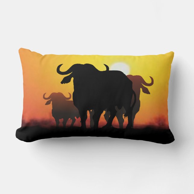 Cape Buffalo en Kuba cloth Kussen (Voorkant)