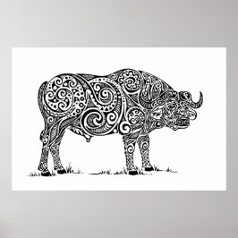 Cape Buffalo-ontwerp Poster