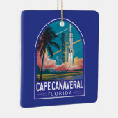 Cape Canaveral Florida Illustratie Reiskunst Keramisch Ornament (Rechts)