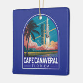 Cape Canaveral Florida Illustratie Reiskunst Keramisch Ornament (Links)
