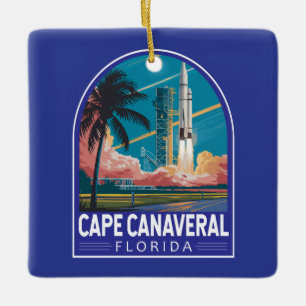 Cape Canaveral Florida Illustratie Reiskunst Keramisch Ornament
