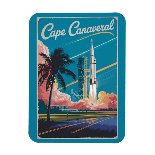 Cape Canaveral Florida Illustratie Reiskunst Magneet (Verticaal)