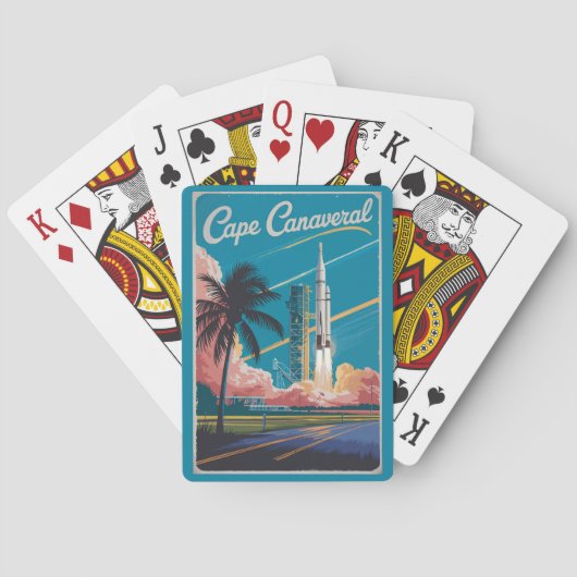 Cape Canaveral Florida Illustratie Reiskunst Pokerkaarten (Achterkant)