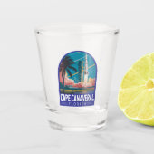 Cape Canaveral Florida Illustratie Reiskunst Shot Glas (Voorkant)