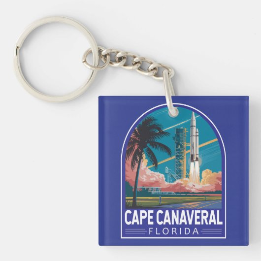 Cape Canaveral Florida Illustratie Reiskunst Sleutelhanger (Voorkant)