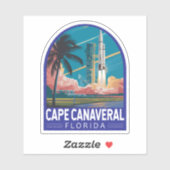Cape Canaveral Florida Illustratie Reiskunst Sticker (Vel)