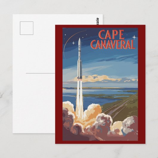 Cape Canaveral Florida Painterly Travel Art Retro Briefkaart (Voorkant / Achterkant)
