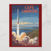 Cape Canaveral Florida Painterly Travel Art Retro Briefkaart (Voorkant)