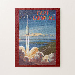 Cape Canaveral Florida Painterly Travel Art Retro Legpuzzel