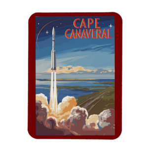 Cape Canaveral Florida Painterly Travel Art Retro Magneet