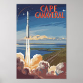 Cape Canaveral Florida Painterly Travel Art Retro Poster (Voorkant)