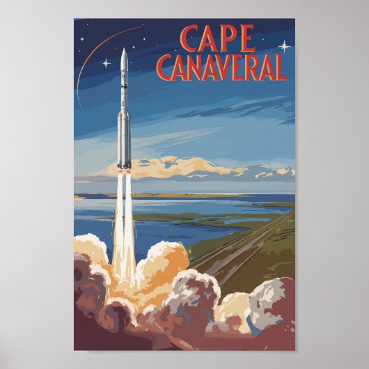 Cape Canaveral Florida Painterly Travel Art Retro Poster (Voorkant)