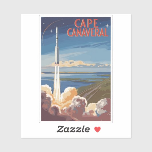 Cape Canaveral Florida Painterly Travel Art Retro Sticker (Vel)